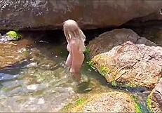 German Mommy Flashes Big Tits And Trimmed Pussy On Crowded Beach