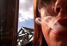 sexy bbw tina snua smokes cork cig with deep inhales double pumps nose exhales