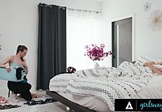 hey, did you catch the housekeeper sneaking peeks at the bosses' hot pussy licking?