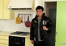 our jav rbnb nudist couple surprises old guy with sloppy wife blowjob