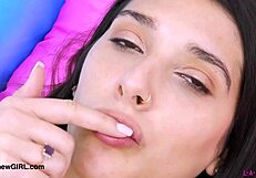 brunette model strips revealing her stunning curvy figure