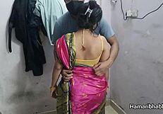 Hot desi bhabhi in pink silk saree fucked by big cock