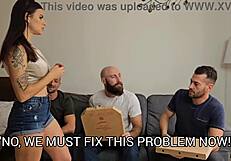 Bille Star pizza delivery 3on1 messy cum surprise