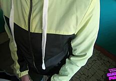 blowjob on public staircase so risky and hot