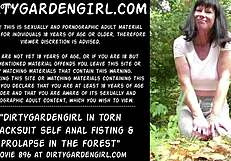 Dirtygardengirl's tracksuit hides forest self-fisting prolapse