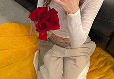 Insane doggy with petite redhead roommate pounding