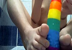 Dude, xannie's shower anal dildo play is wild