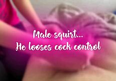 Huge Cock Milks Massive Male Squirt Right Into His Own Face After Orgasm Torture!