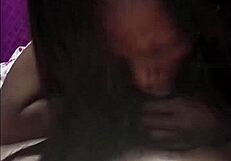 Black girl teases daddy with blowjob handjob before bent-over doggystyle pounding