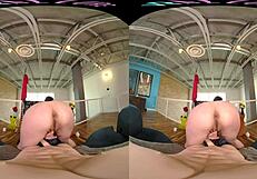 vrallure brunette alyx star masturbates big tits with dildo vibrator pov voyeur solo