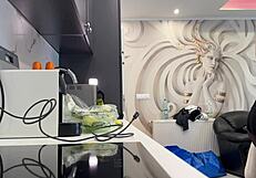 Hot Blonde Wife Exposes Tight Pussy Drops Sheer Pantyhose Kitchen