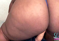 whoa check this big ass dwarf chick dropping down on white cock