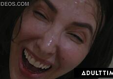 Water breaks on pregnant Casey Calvert catching bf doggystyle Leana Lovings?