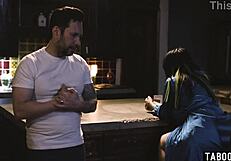 Masked man roughly face fucks tattooed Latina milf Xwife Karen deep