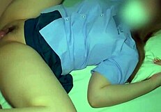 sweet student tempts older man in skirt with juicy shaved pussy play