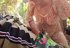 i just met this cute redhead and we fuck outdoors in the woods quickie