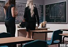 omg those two big ass milf teachers caught me jerking off!! now they're both getting fucked rough by me