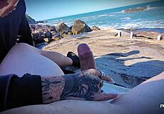 mar e masturbacao outside pov handjob leads to massive cumshot