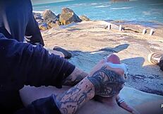 mar e masturbacao outside pov handjob leads to massive cumshot