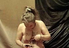 french maid slave bound humiliated pisses during belt session outdoors