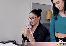 The New Secretary Versus Boss Lady in Pussy Licking Battle