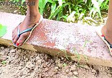 lazy sunday flow masturbates on balcony hammock with big pussy lips