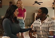 Sarah Arabic and Lily Labeau beg Sarah's husband Isiah Maxwell to fuck their big tits pussies for divorce papers