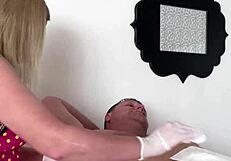 Amateur milf blonde waxing smooth armpits nose close up shave