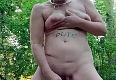 Chatting about that outdoor forest slave play with milf flashing and toys