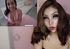 Chica Caliente Big Natural Tits Masturbates to Orgasm Creampie POV with Horny Latina Melons