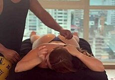 stepmom's taboo massage from stepson ends in risky creampie thrill!