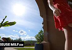 milf offers deepthroat comfort on sofa with big tits bouncing wildly