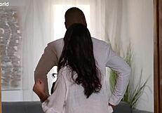 in the bedroom monika fox bends over for housemate's intense dp pounding