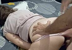 French slut in rose satin panties gets doggystyle ass licked and fucked pov with dirty talk spandex muff dive