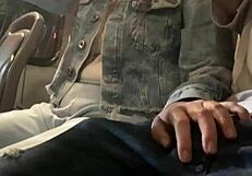 flashing monster cock on public bus gets mexican slut handjob ride