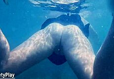 swimming underwater after creampie cum deep in juicy milf pussy!