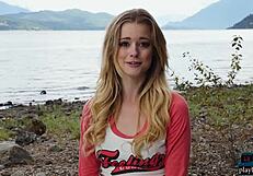 petite blonde canadian milf strips nude outdoors for playboy centerfold