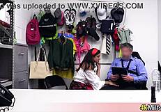 Beautiful gypsy SHOPLIFTER milf CAUGHT STEALING gets her big tits POUNDED in secret backroom fuck