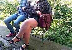 My sexy curvy stepmom flashes wet pussy for fetish stepson