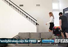 stepson fingers and lubes stepmom sedona reign's big ass for first anal pounding