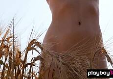big boobed blonde milf jenessa dawn strips naked on her country ranch?