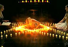 Lesbian witches Dahlia Sky Charlotte Stokely Samantha Hayes lick pussies to orgasm