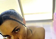 Petite violeta grey sucks rides big cock and takes foot loads at pool