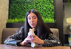 this skinny slut bends over in skirt for rough anal shawarma fuck