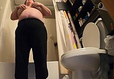 sexy bbw masturbates big pussy in bathroom leading to massive squirting orgasm on camera