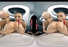 imagine stockings sluts in a wild foursome blasting off to space