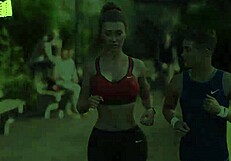 a hot milf wife and stepmom jogs with jiggling big ass and tits