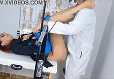 Redhead Stepdaughter Blindfolded at Perverted Gynecologist by Strict Stepmom