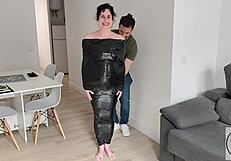 bts of milf getting bound in lingerie restraints for humiliating bondage filming