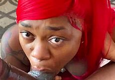 Ebony slut takes dirty sloppy head then nasty big cock anal creampie pov